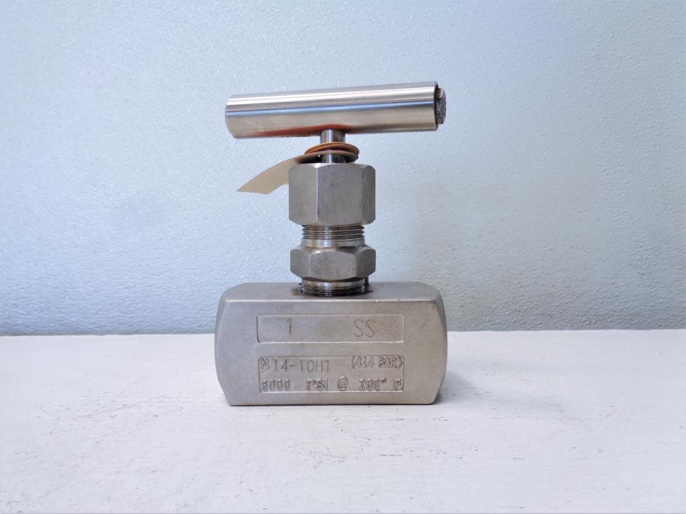 Lot of (2) KF Industries 1" NPT Needle Valve, Stainless, 6000 PSI, N14-10HT